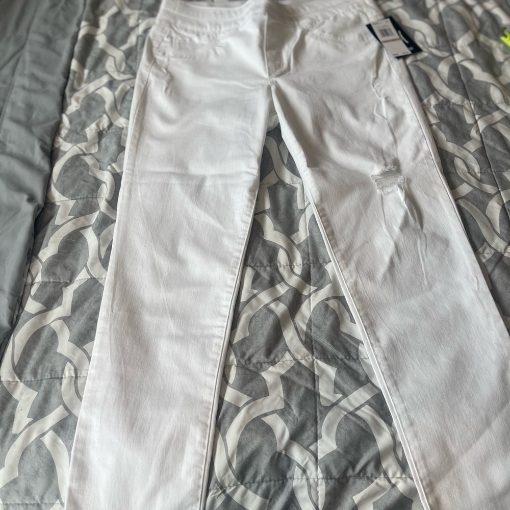 Mac and Me Womens White Distressed‎ Skinny Pull On Jeans Size 12 M23874TXO